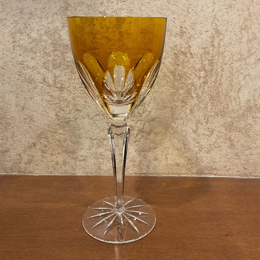 Bohemian Amber Cut to Clear Wine